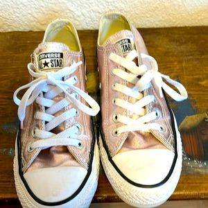 Shinny converse shoes.  Kinda sparkly too.